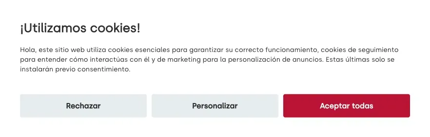 Banner de Advanced Cookie Consent, plugin de cookies