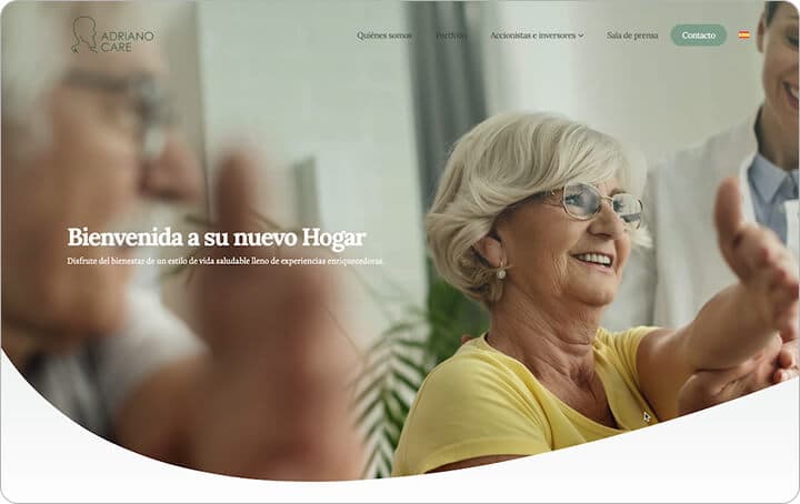 Captura de la web de Adriano Care